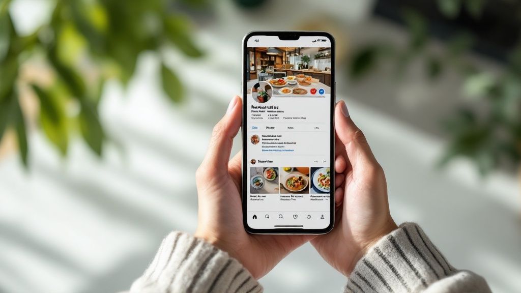 A restaurant owner hanging a 'coming soon' sign on the window of their new establishment.