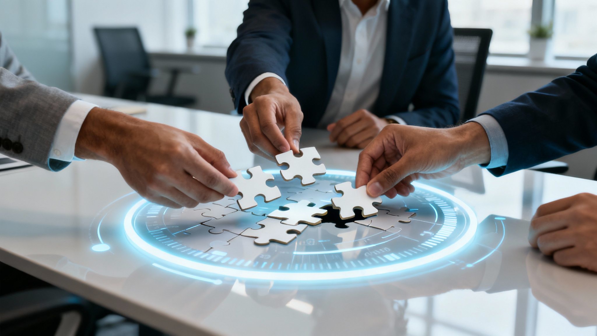 A group of professionals collaborating around a screen displaying data charts, symbolizing the integration of CTS analysis into daily operations.