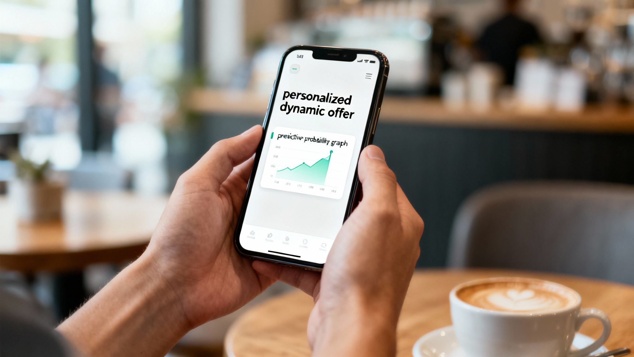 A business professional analyzing a complex data visualization on a large screen, representing AI-driven customer insights.