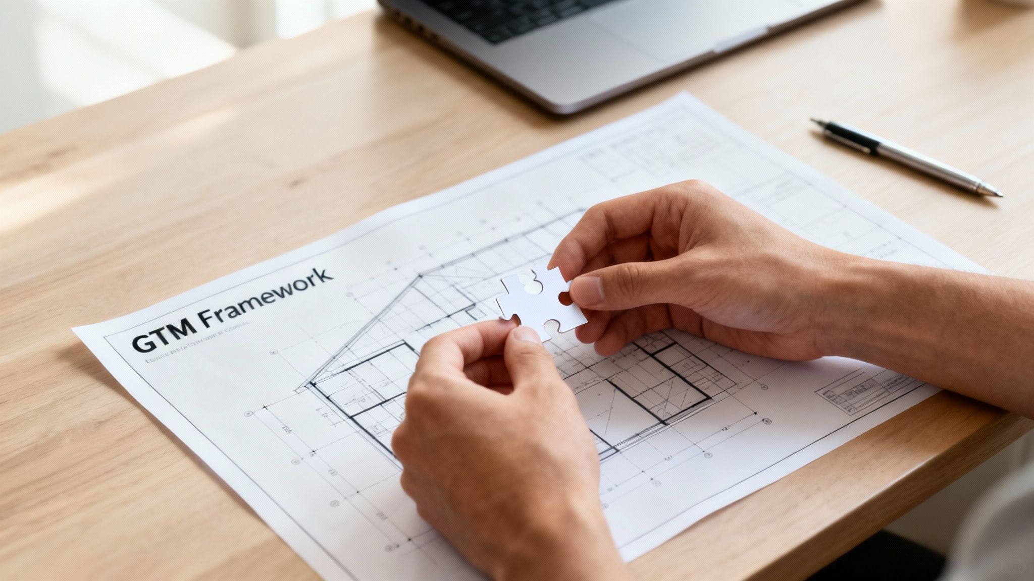 A team of professionals collaborating on a strategic plan, representing the creation of a go-to-market strategy framework.