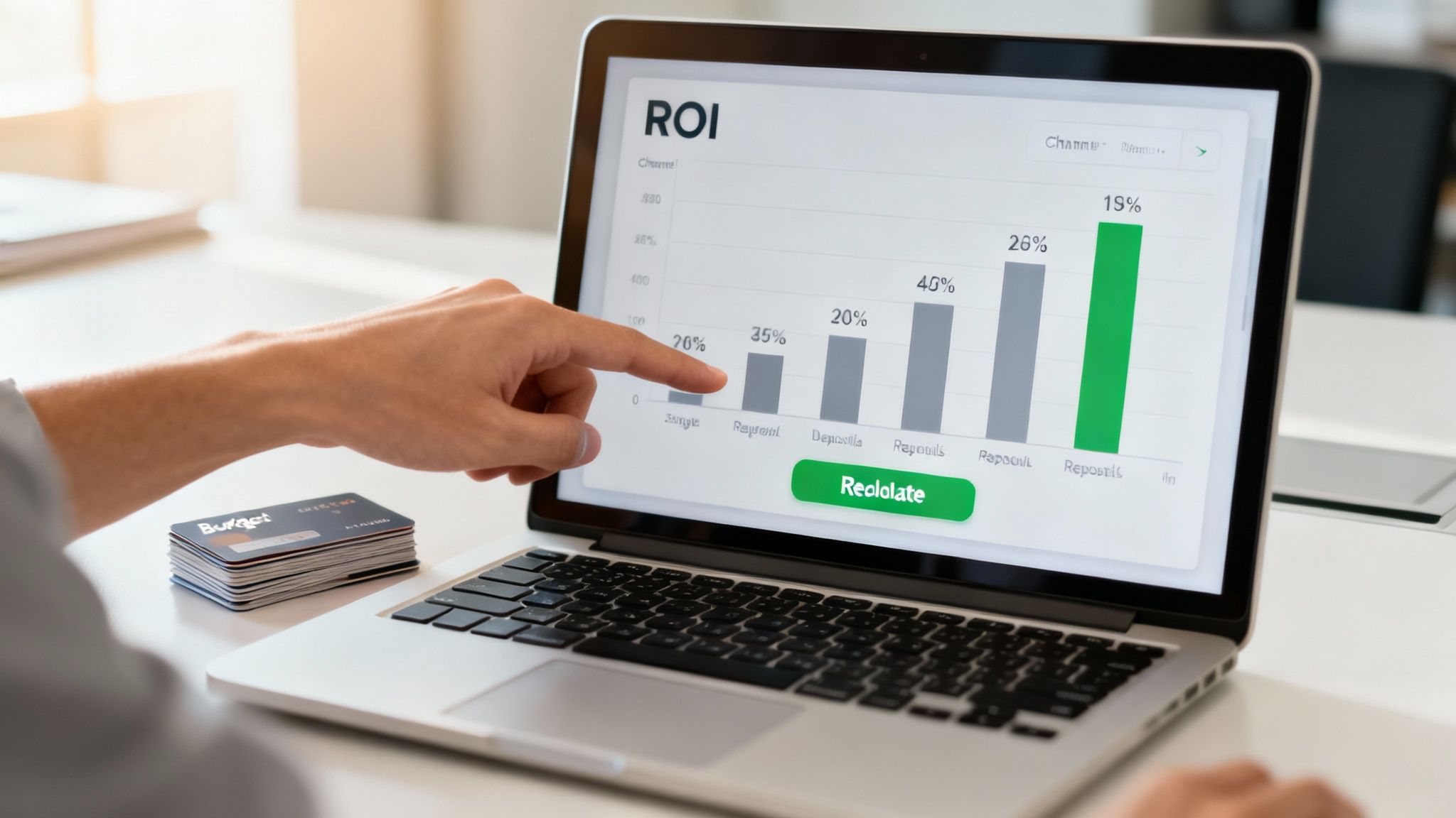 A team collaborating around a table, analyzing charts and making data-driven decisions.