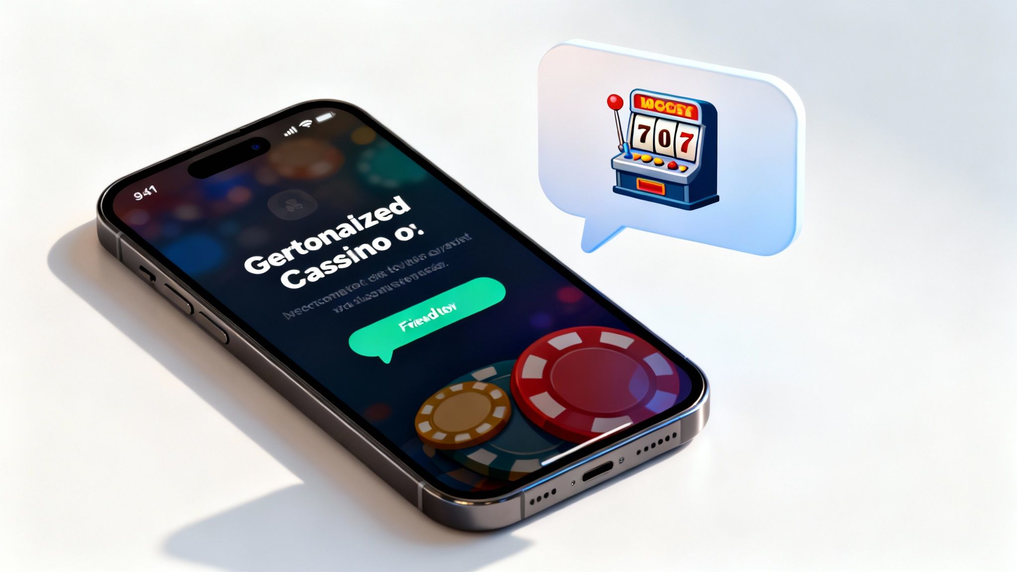 A personalized marketing message on a smartphone screen inside a vibrant casino