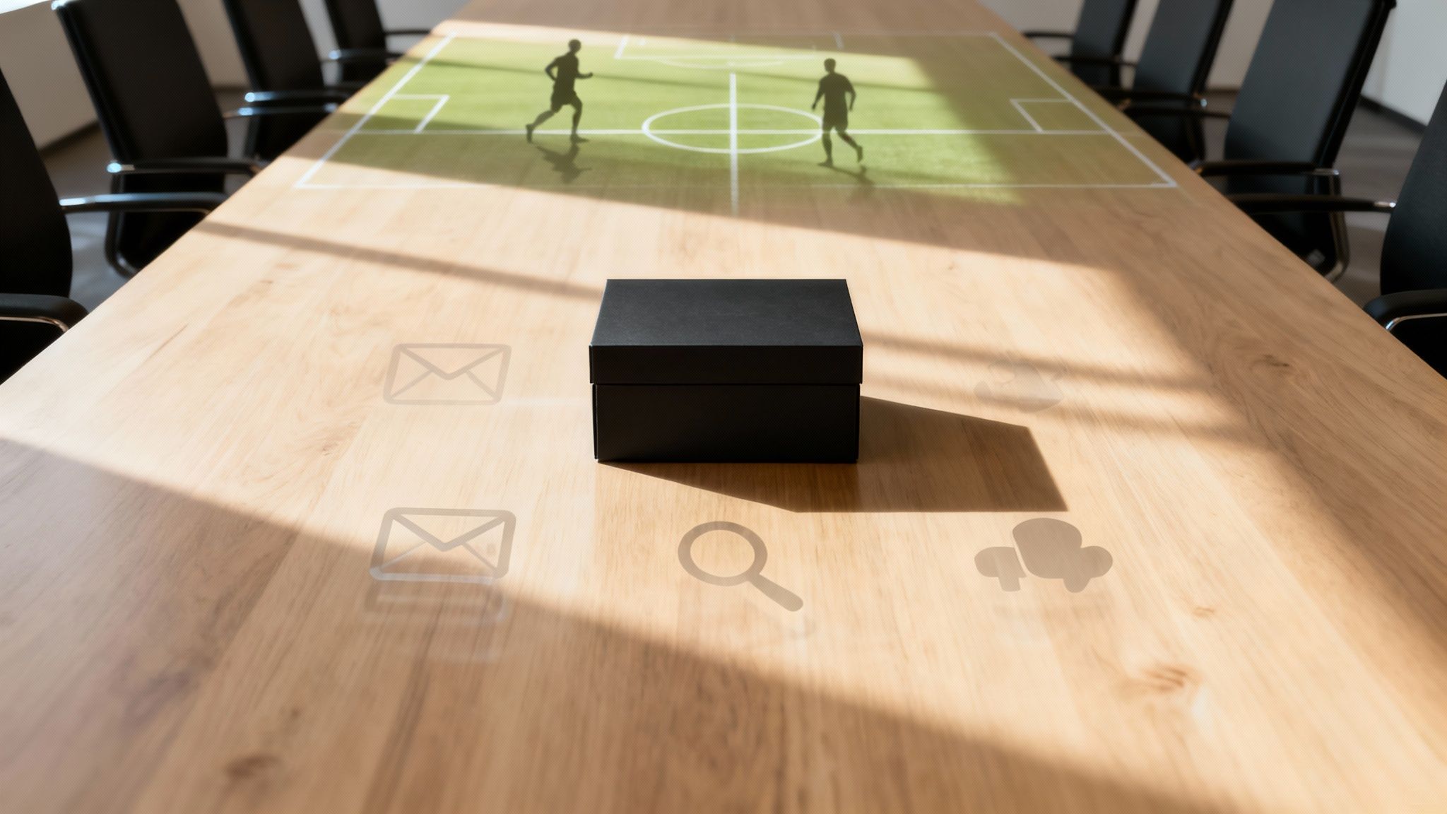 A team of marketers analyzing data on a large screen, looking confused about ROI.