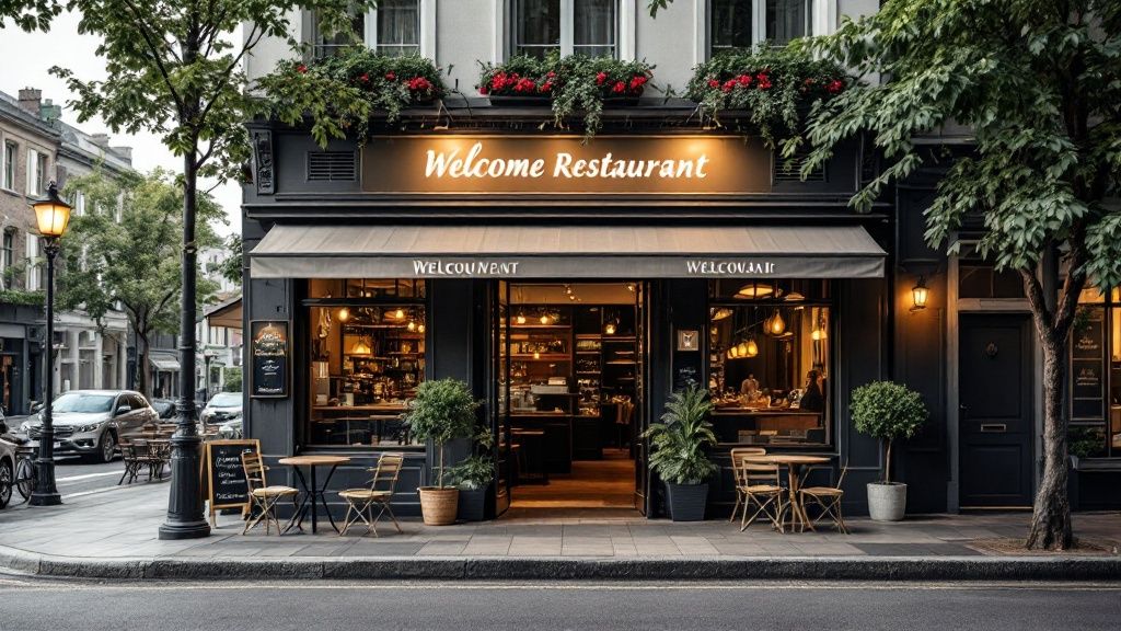 A well-lit restaurant interior with elegantly set tables and chairs, ready for customers.