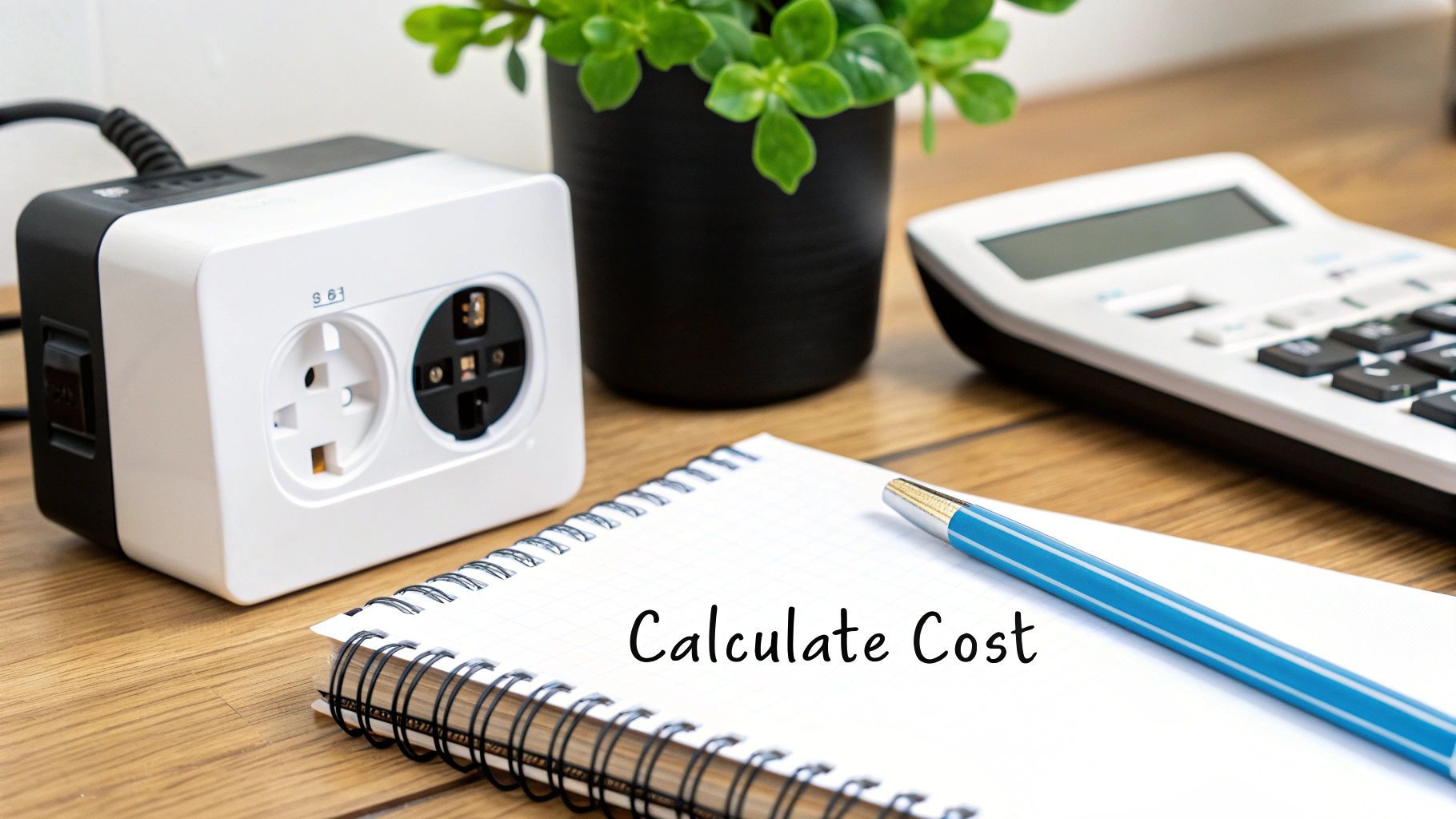 A calculator and a pen resting on top of an electricity bill, illustrating the process of calculating energy costs.