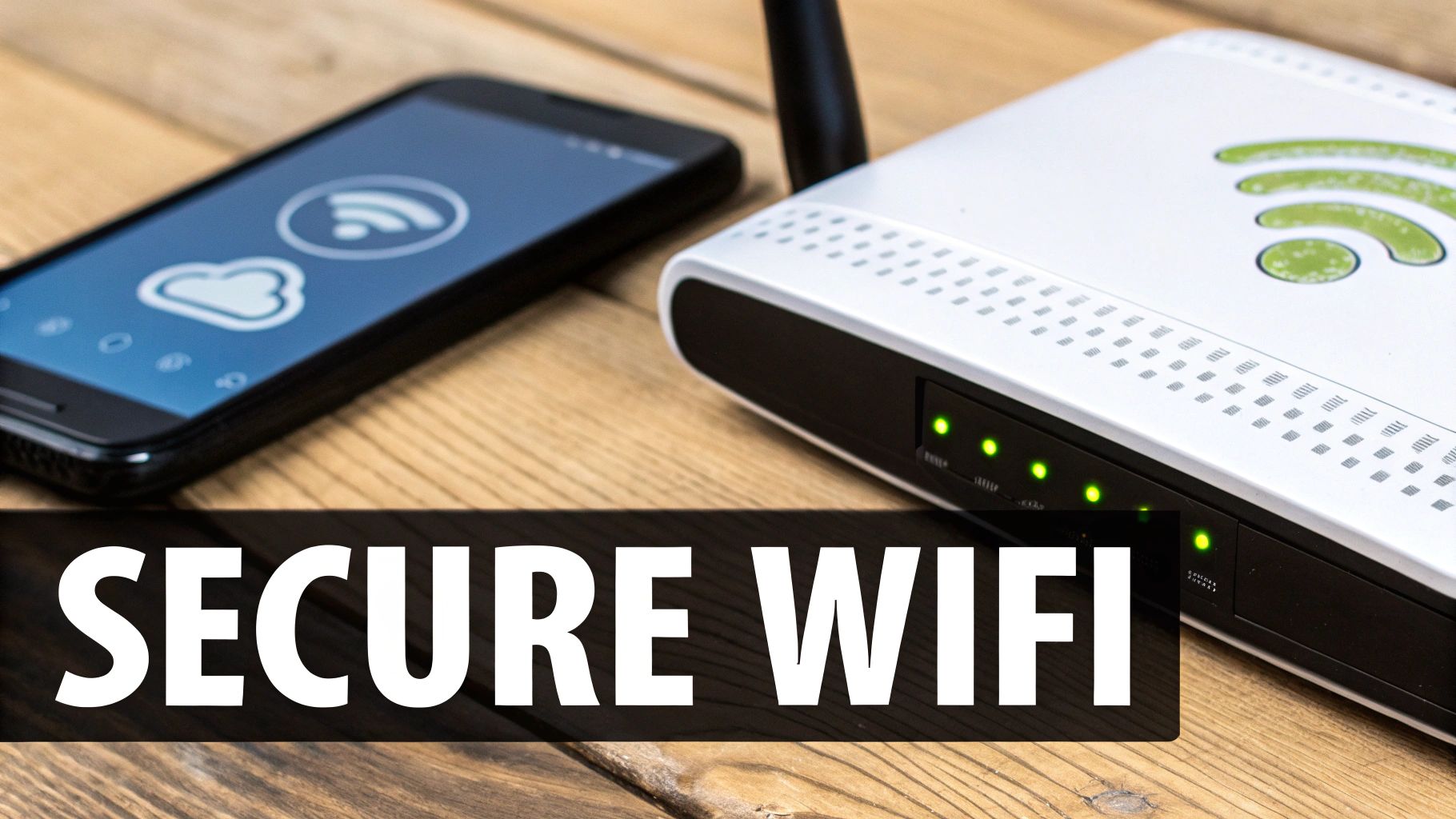 A person sitting at a desk and reviewing their budget on a laptop, with a router visible nearby.