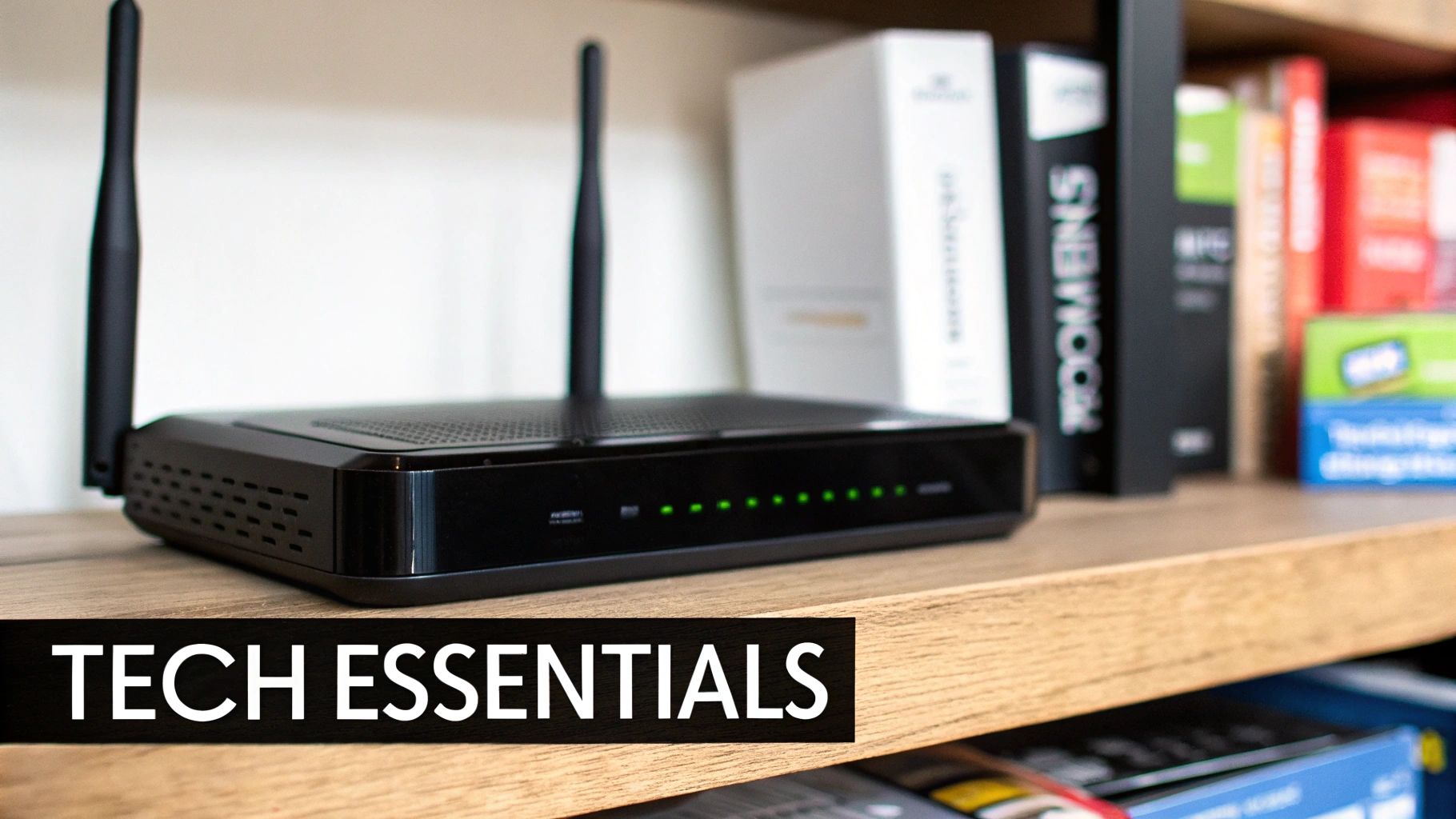 A close-up shot of a modern Wi-Fi router with glowing indicator lights, symbolizing the complex technology inside.