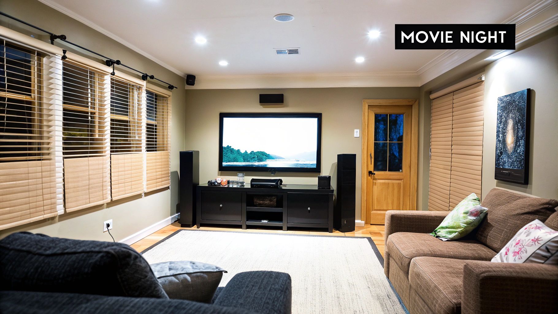 Four icons representing convenience, security, energy savings, and accessibility for a smart home.