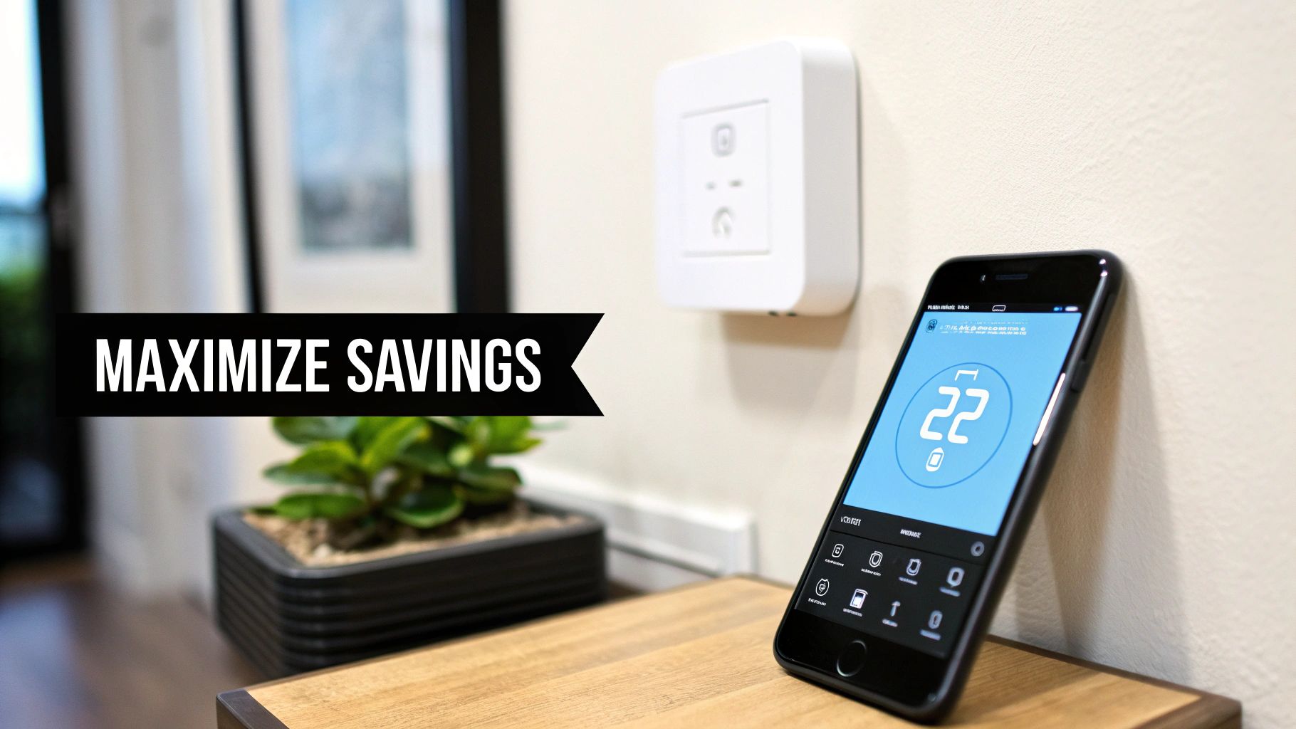 A person adjusting a smart thermostat's settings on a smartphone app.