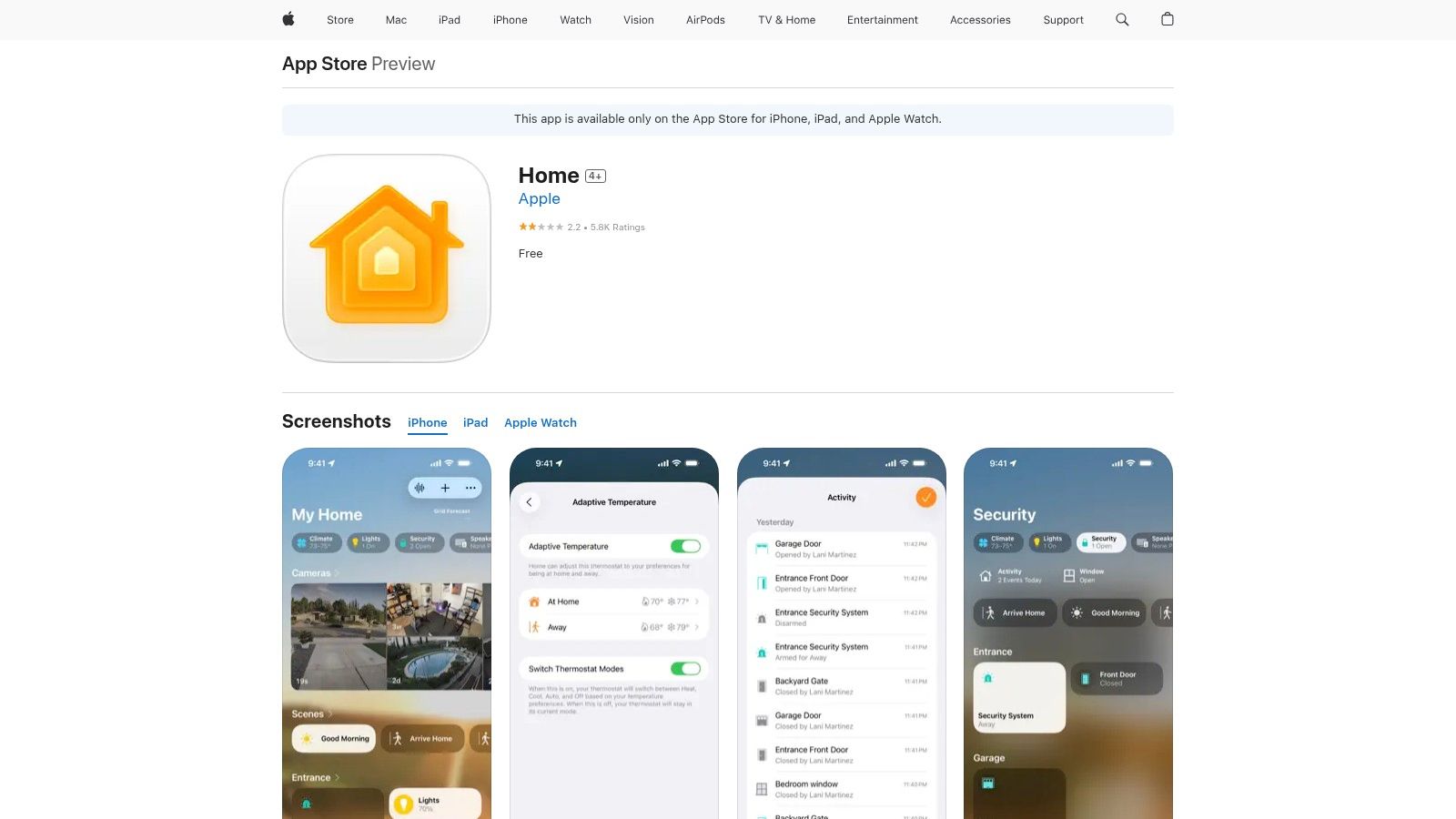 Apple App Store (smart home apps)