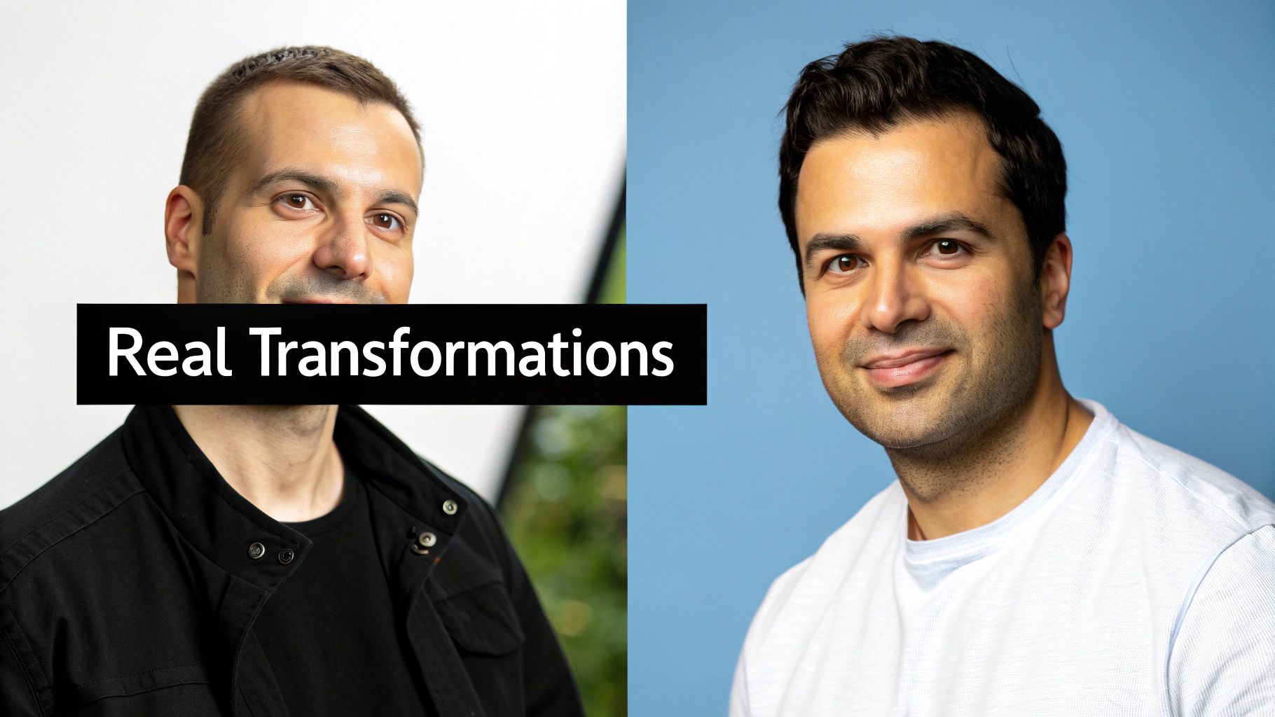 Before and after scalp micropigmentation treatment showing hair density transformation results comparison