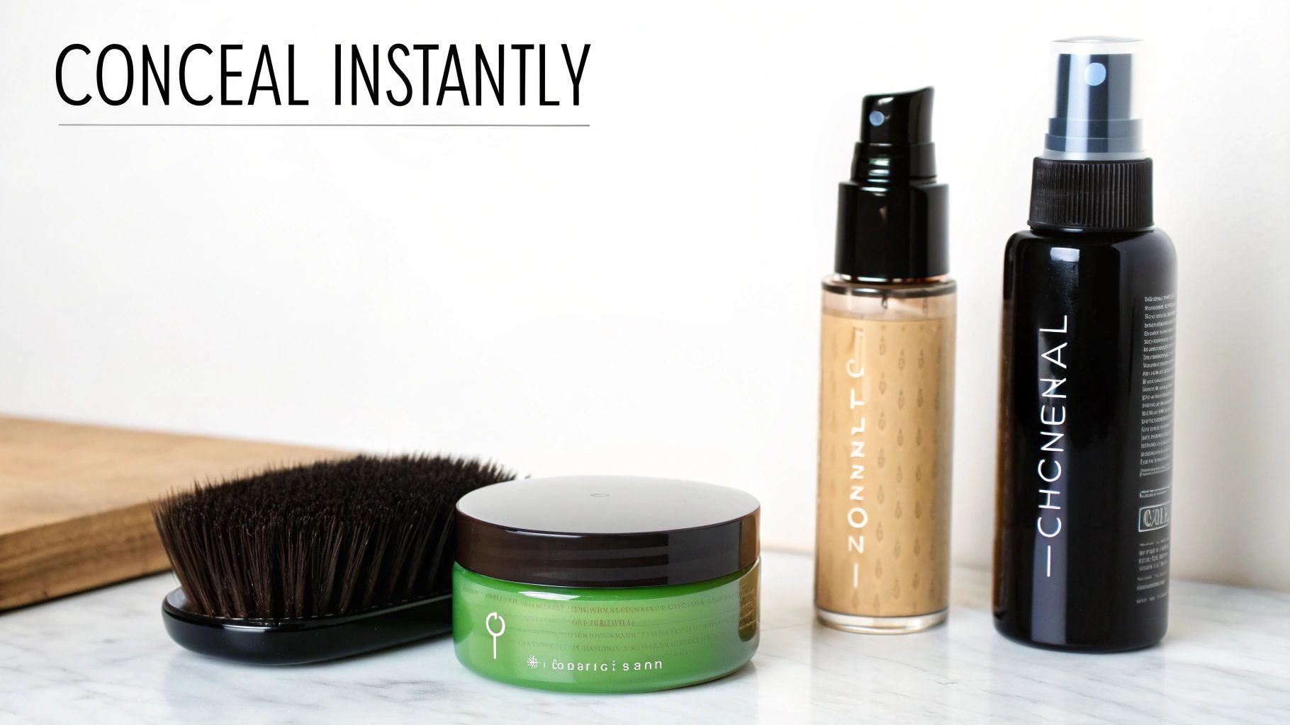 A close-up view of scalp micropigmentation, showing tiny dots that mimic hair follicles.