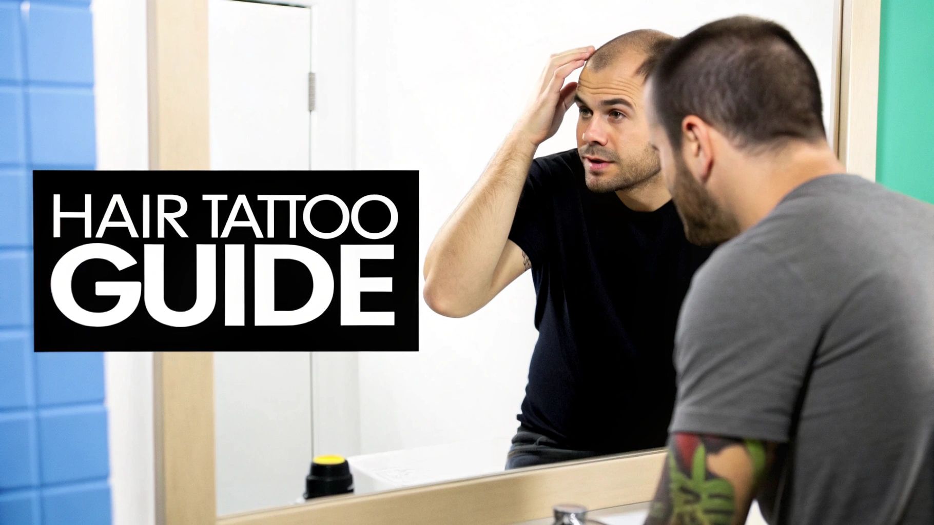 A man with a fresh scalp micropigmentation treatment, showcasing a sharp, clean hairline.