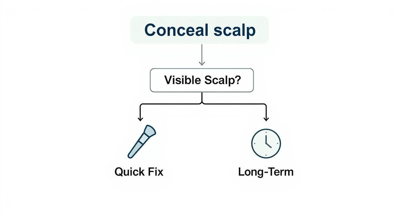Infographic about how can i hide my scalp with thin hair?