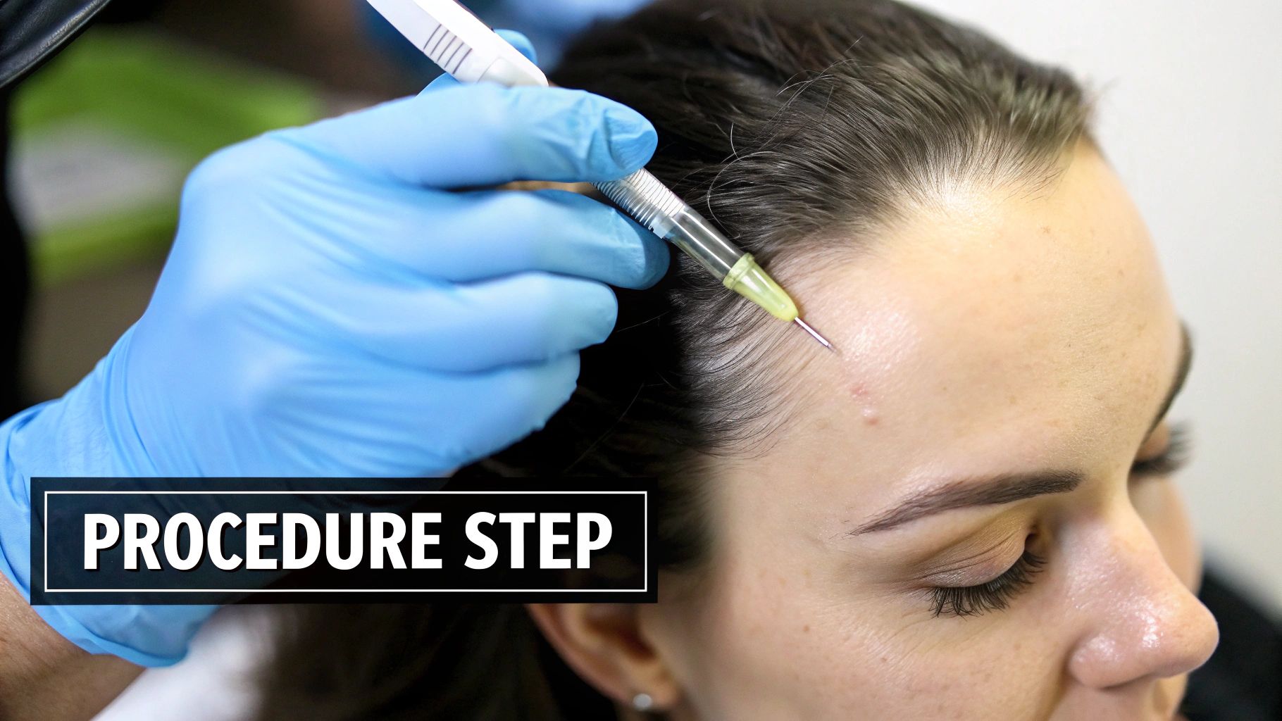 A detailed close-up of a scalp after micropigmentation, showing the realistic texture and density created.