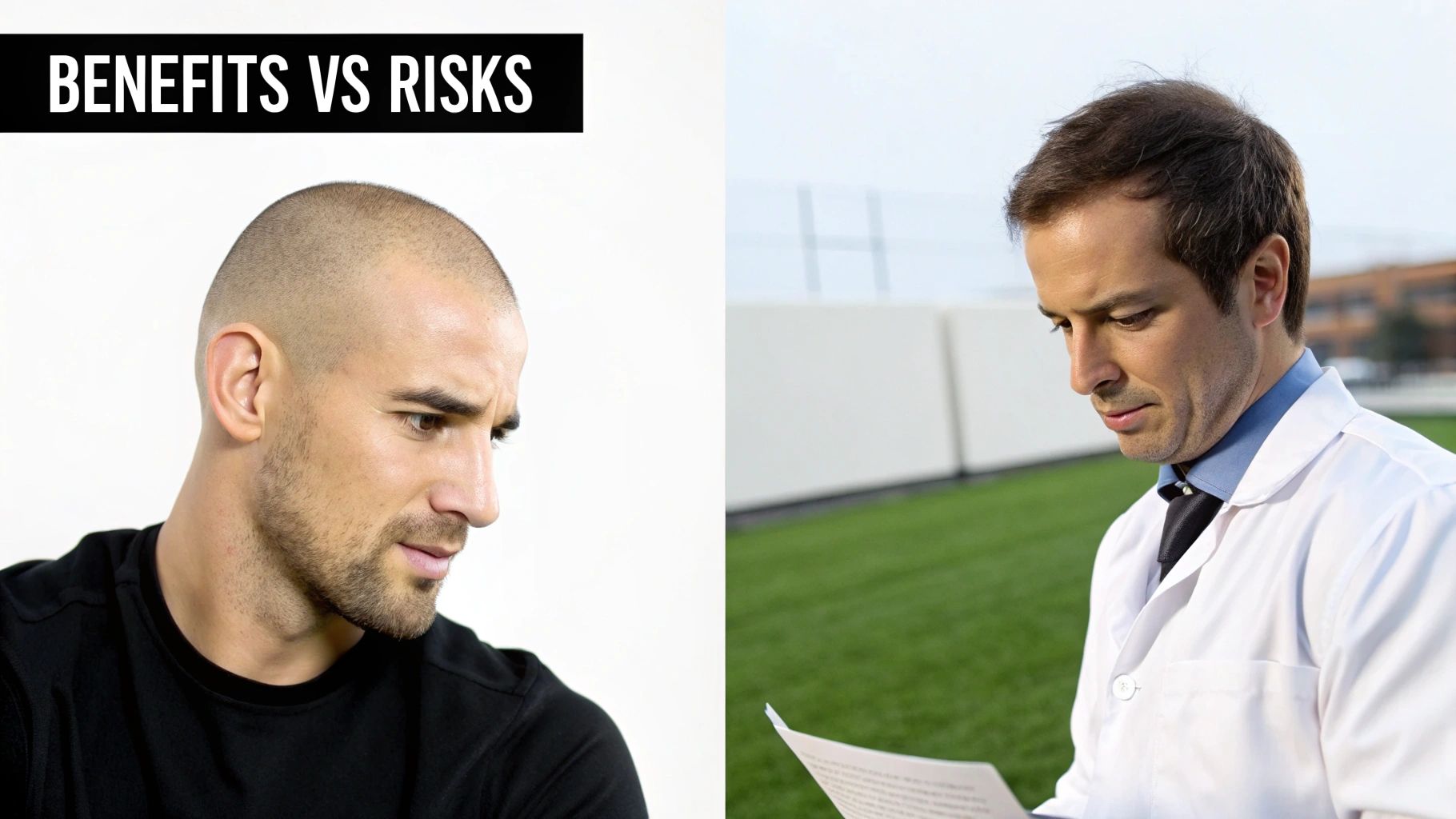 A person showing the side of their head with a completed bald head tattoo.