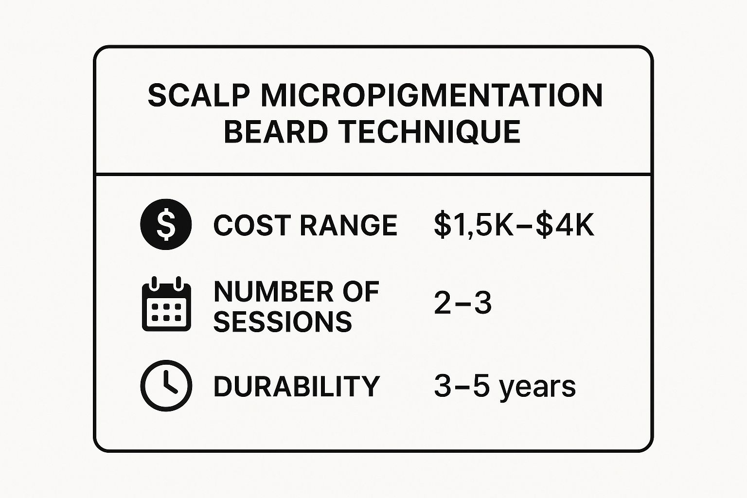 Infographic showing key data about Scalp Micropigmentation (SMP) Beard Technique