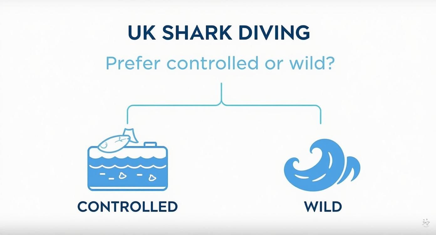 Infographic about diving with sharks uk