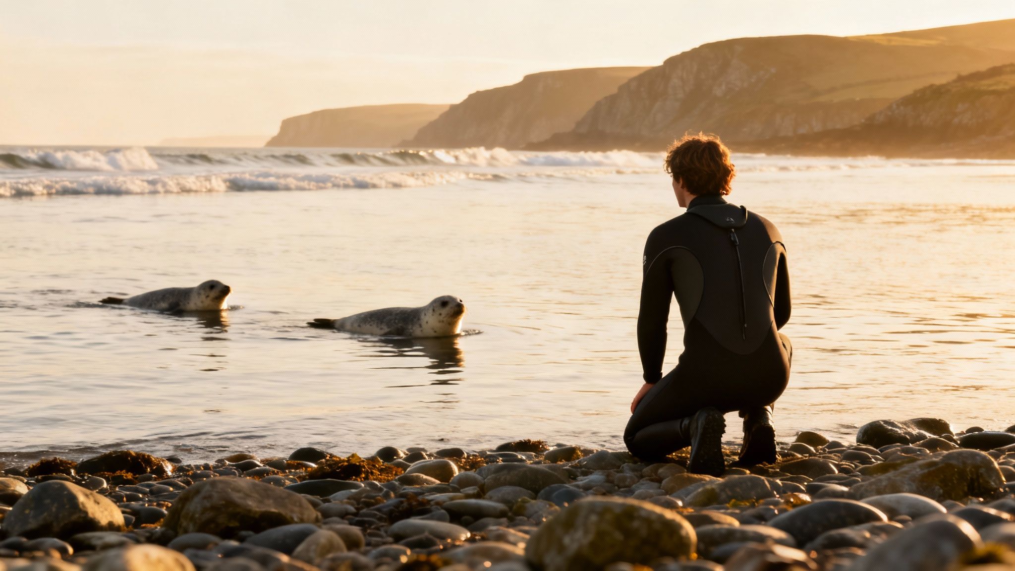 Seal encounter on Welsh coast