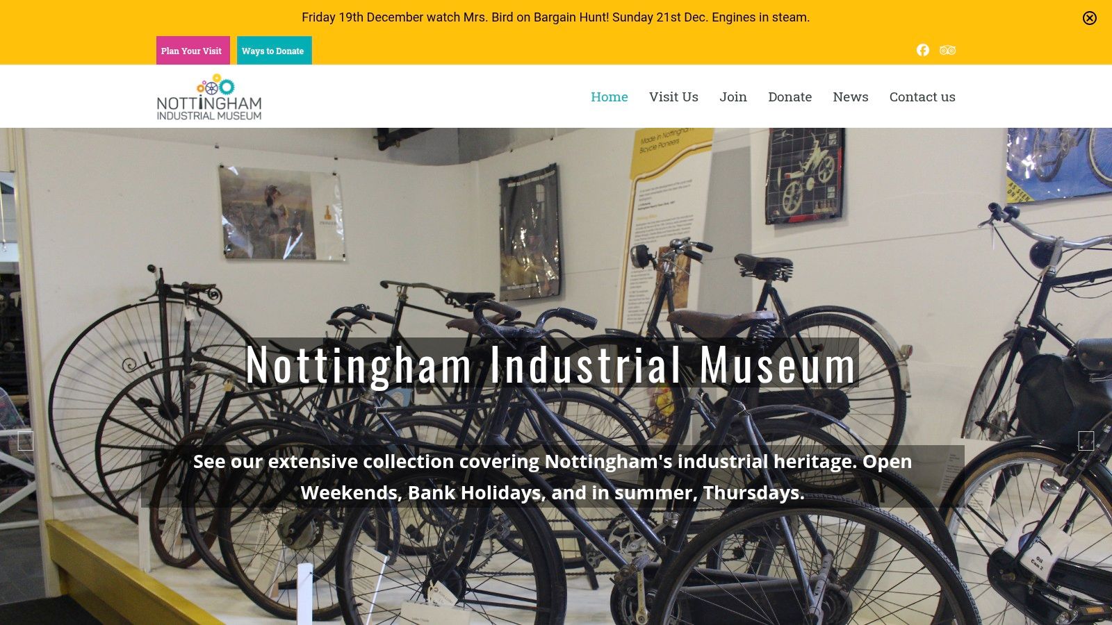 Vintage bicycles on display at Nottingham Industrial Museum
