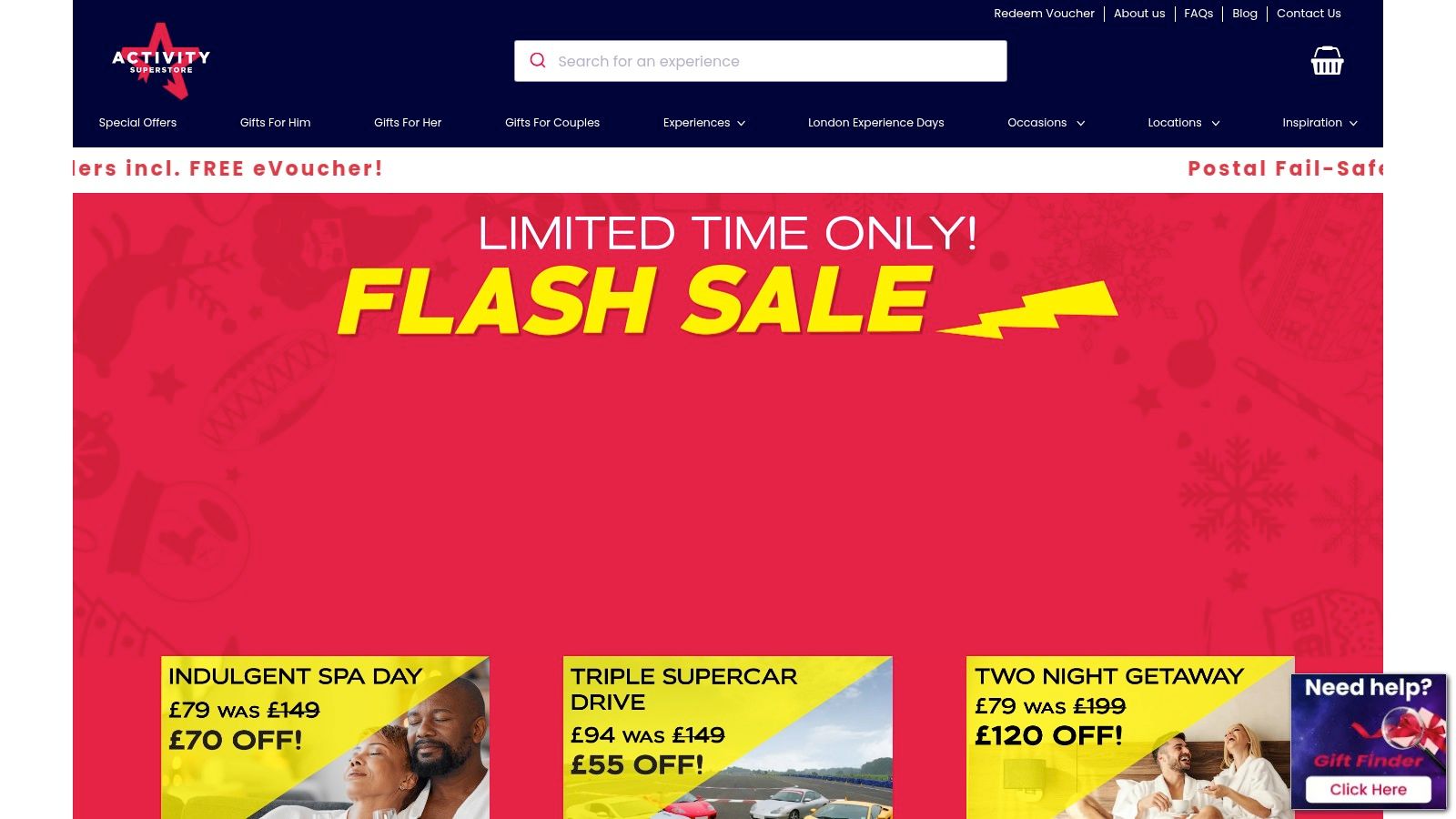 A collage showing various couples' experiences including a sports car, a spa treatment, and a dining setting.