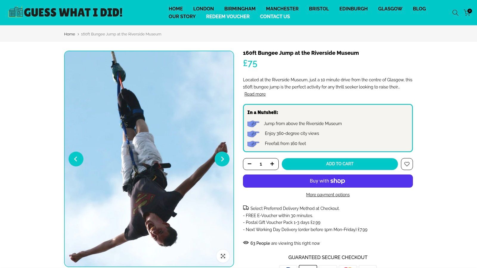 160ft Bungee Jump at the Riverside Museum