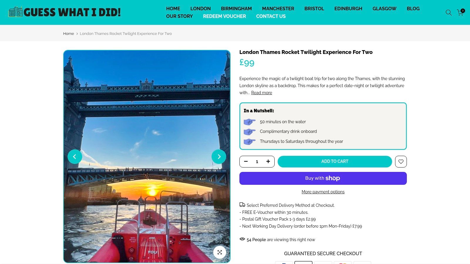 London Thames Rocket Twilight Experience For Two