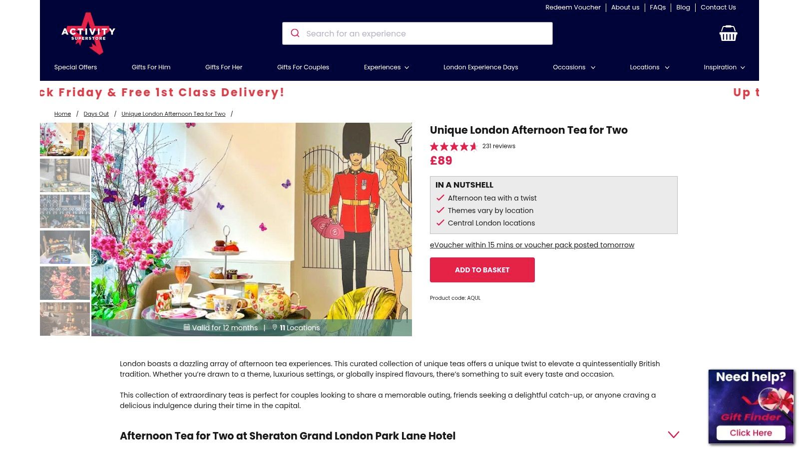 A delicious spread of cakes and sandwiches for afternoon tea in London