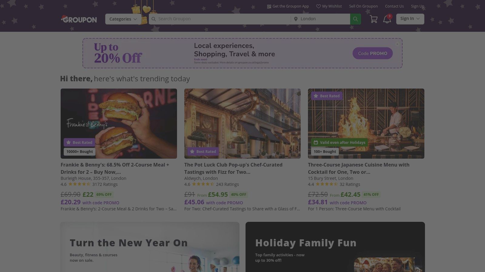 Groupon UK (Things to Do / Experiences)