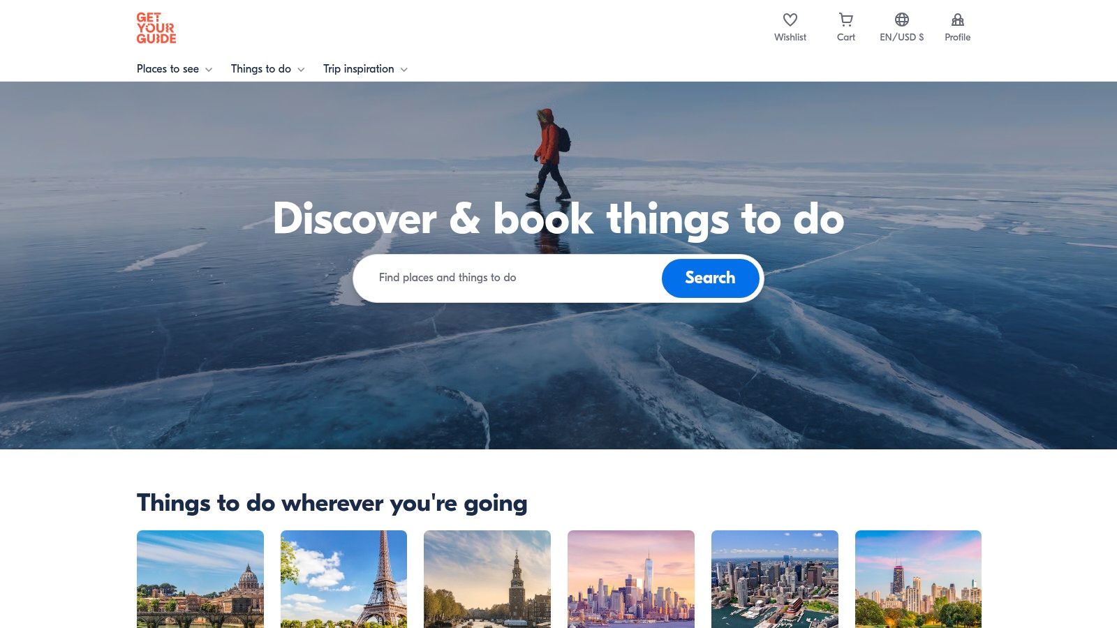 GetYourGuide website showing tour options in Scotland