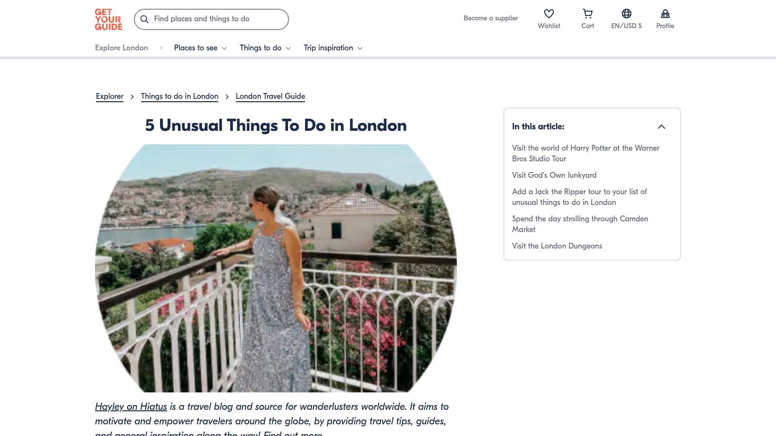 A person looking out over the London city skyline from a high viewpoint, an example of an experience found on GetYourGuide.