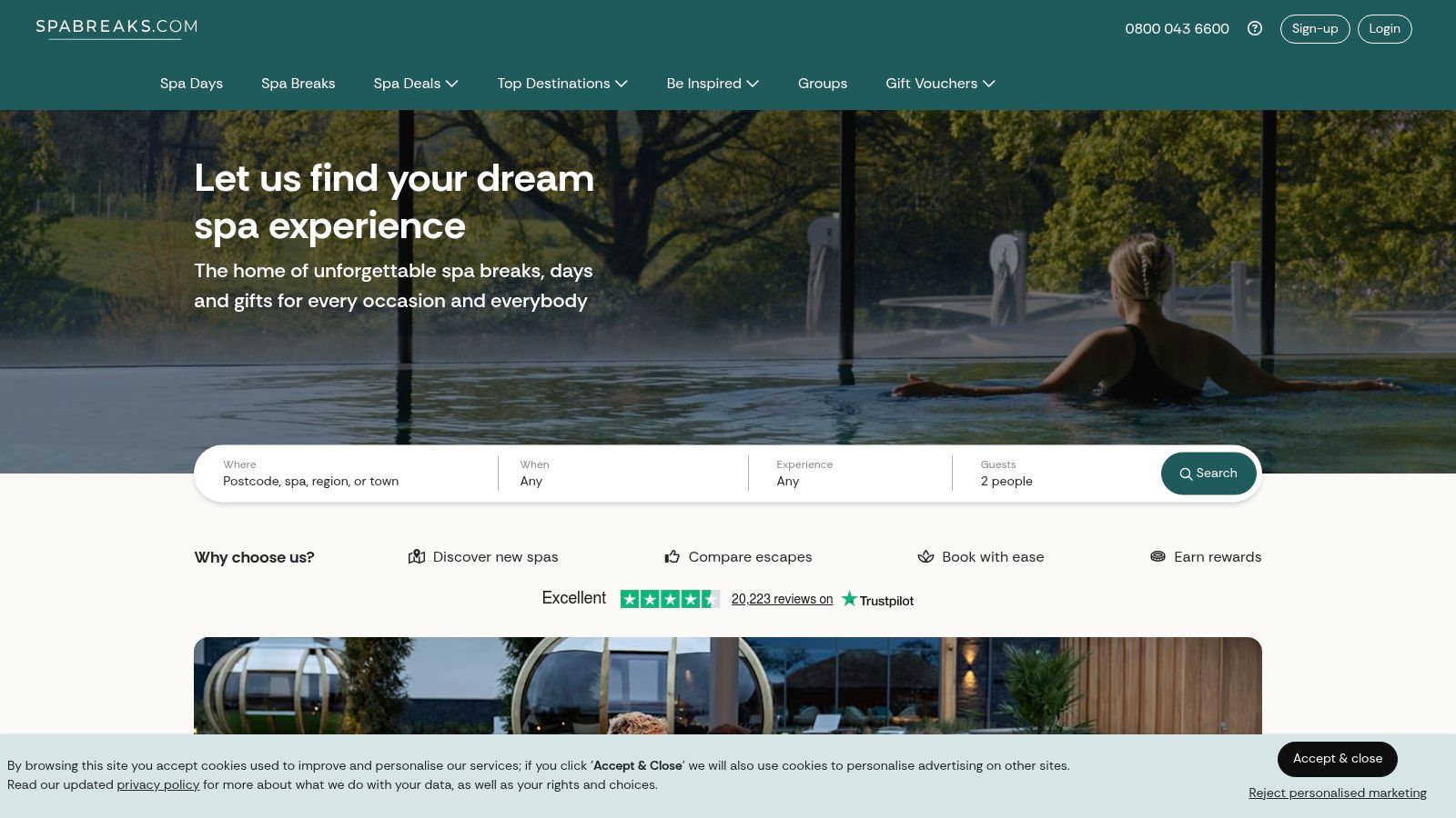 A serene spa setting with a swimming pool, ideal for a romantic break