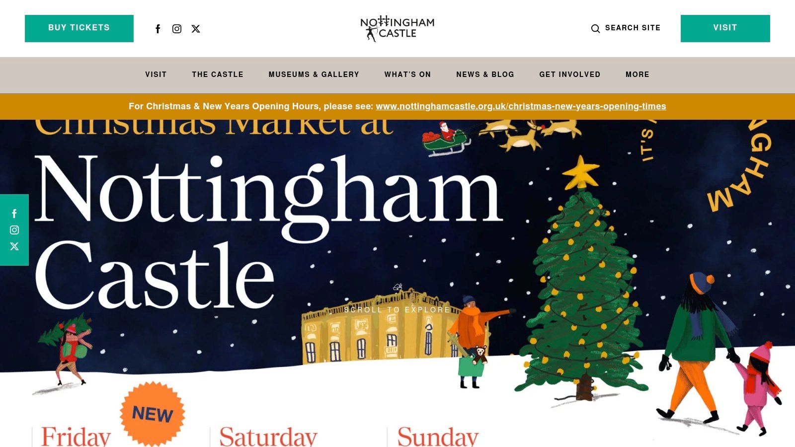 Nottingham Castle grounds during a Christmas market event