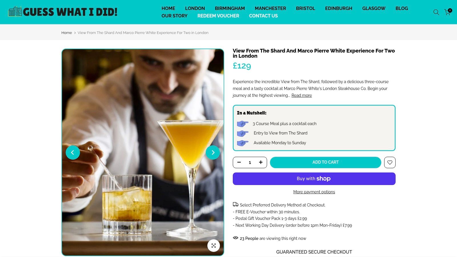 Couple enjoying cocktails with a city view, embodying the Marco Pierre White and Shard experience.