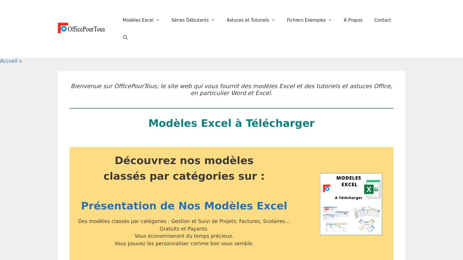 OfficePourTous – Modèles Excel (FR)