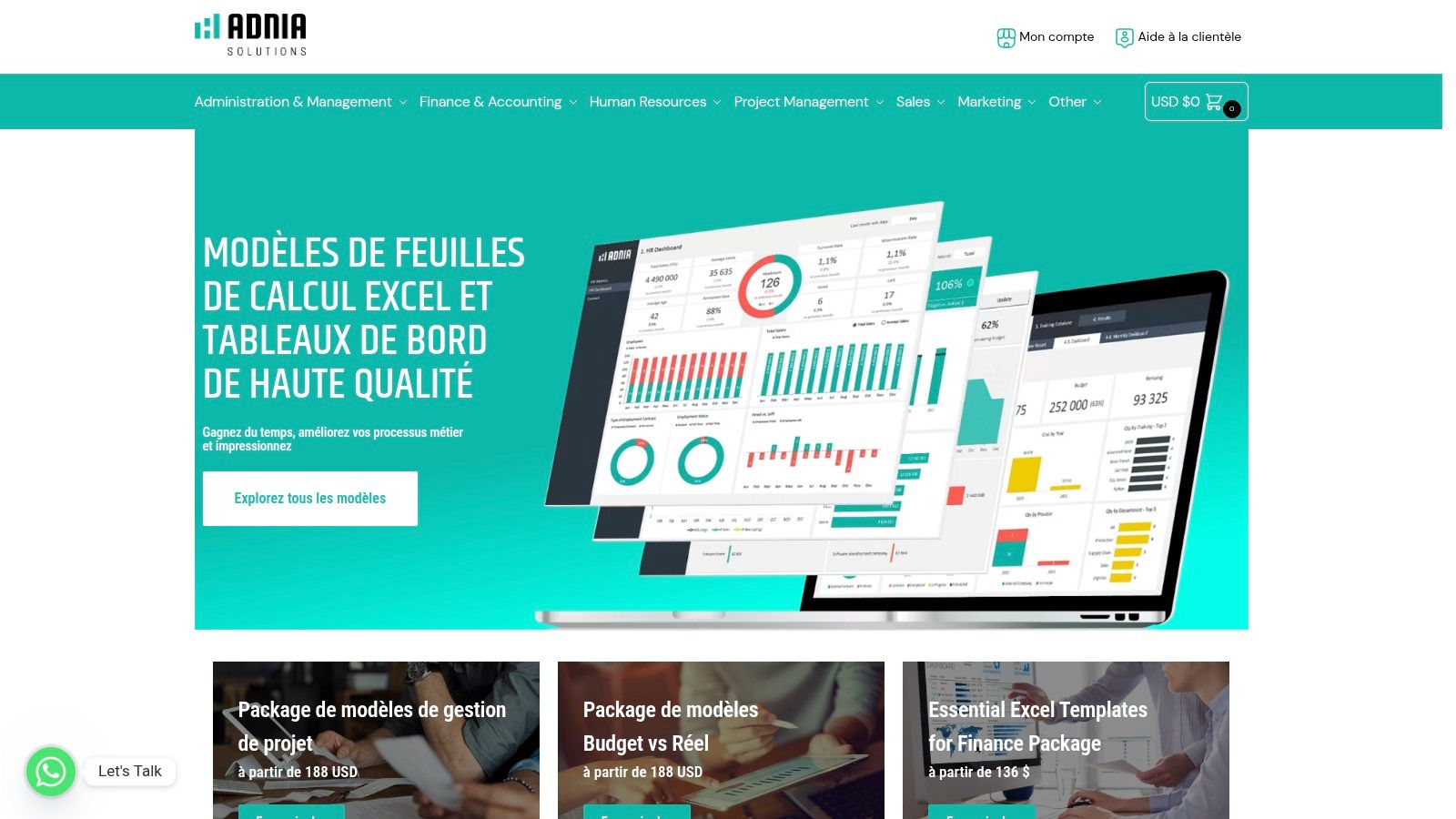 Adnia Solutions – Modèles de tableaux de bord (FR)