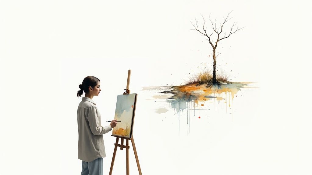 A futuristic, abstract image representing the concept of synthetic media with digital patterns and glowing nodes.