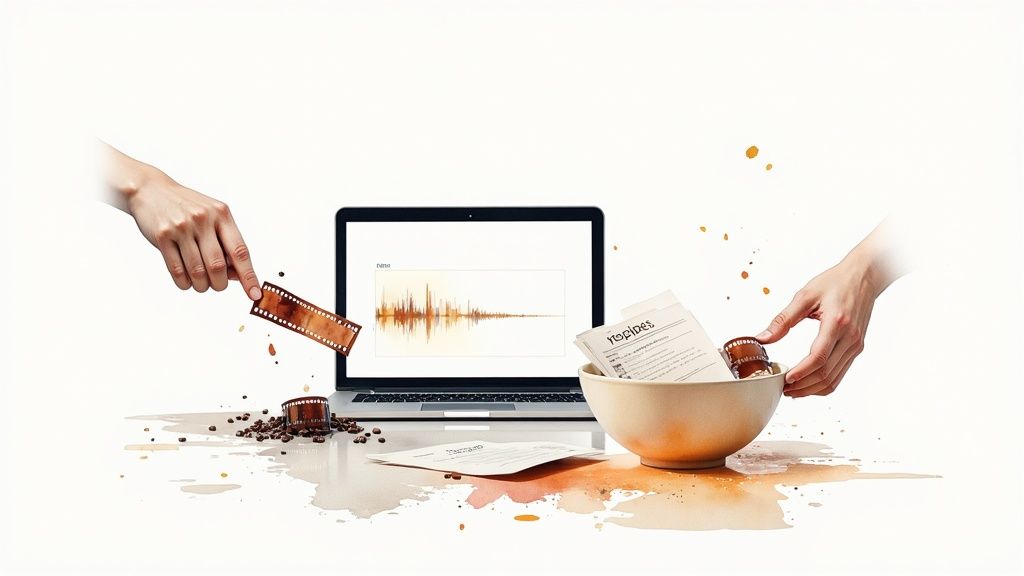 A computer screen showing a video editing timeline being rendered.