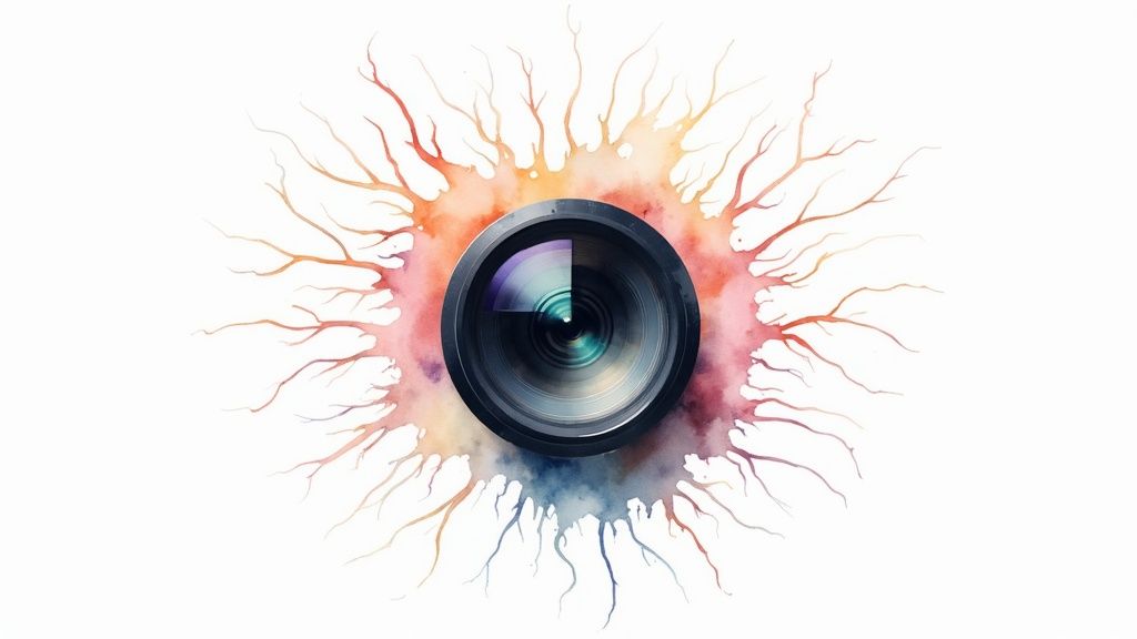 A visual representation of an AI analyzing an image and generating a video sequence from it.