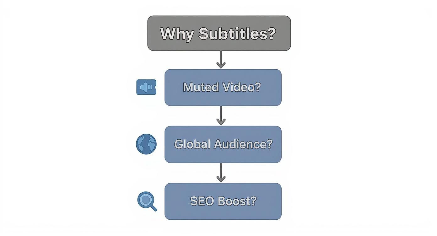 Infographic about how to add subtitles to videos