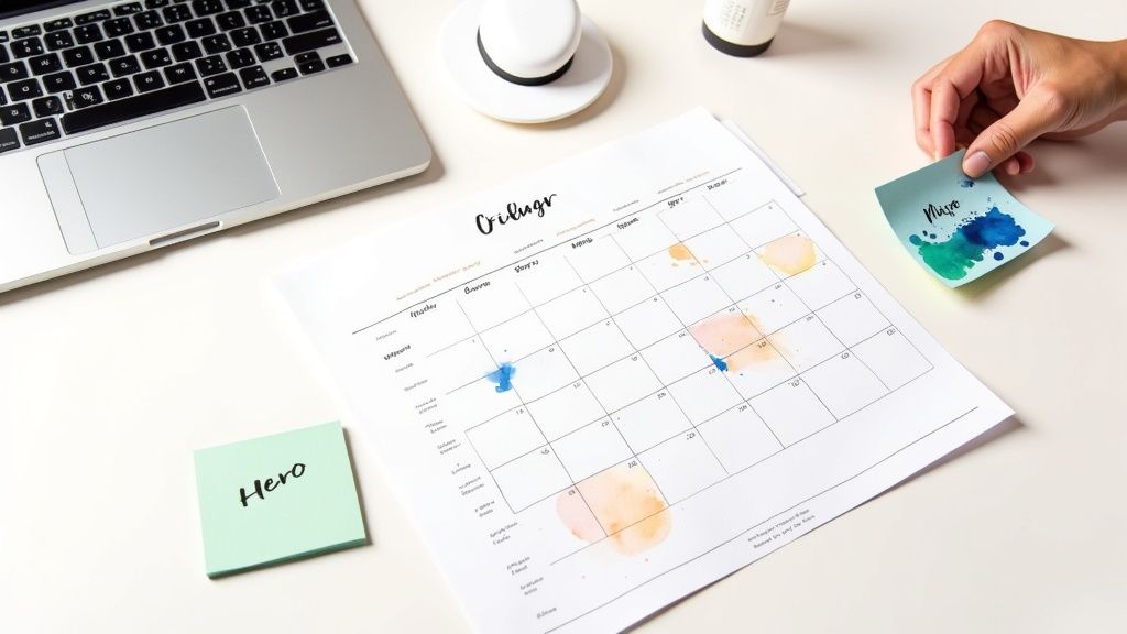 A person brainstorming content ideas on a whiteboard