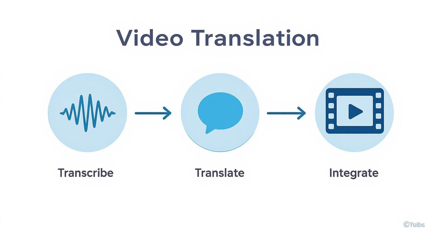 Infographic about how to translate a spanish video to english