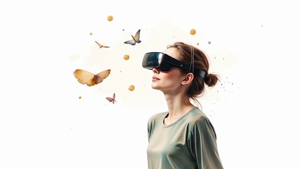 An abstract, futuristic image representing AI and human connection