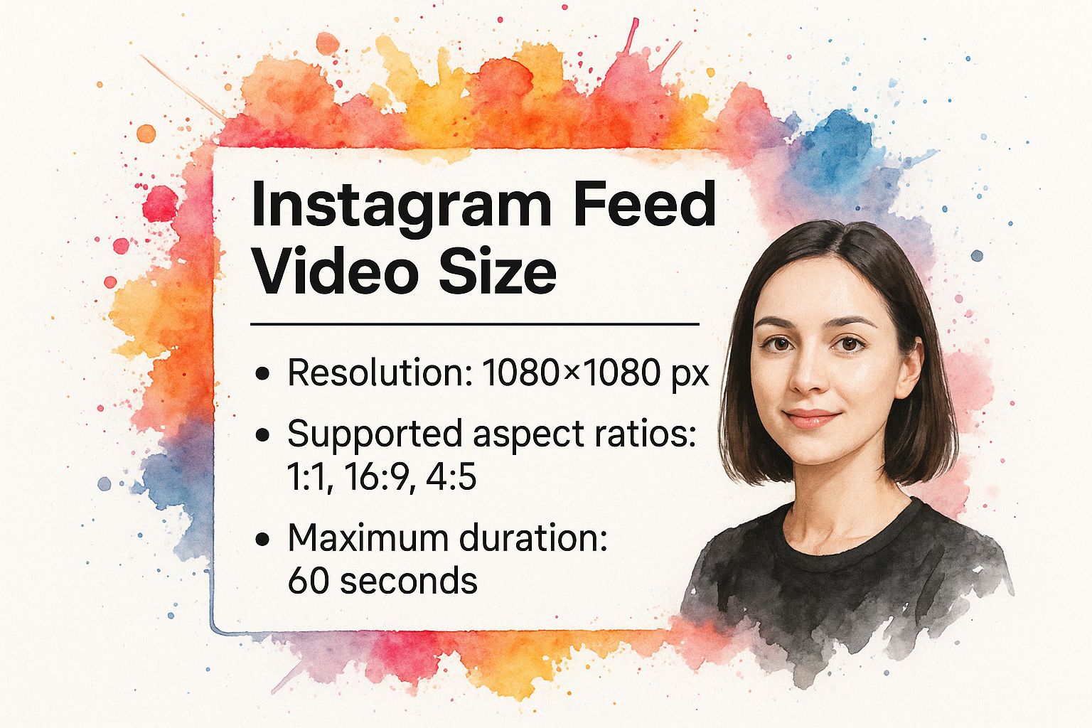 Infographic showing key data about Instagram Feed Video Size