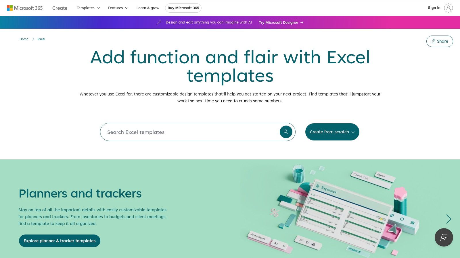 Microsoft Create (Excel/Designer)