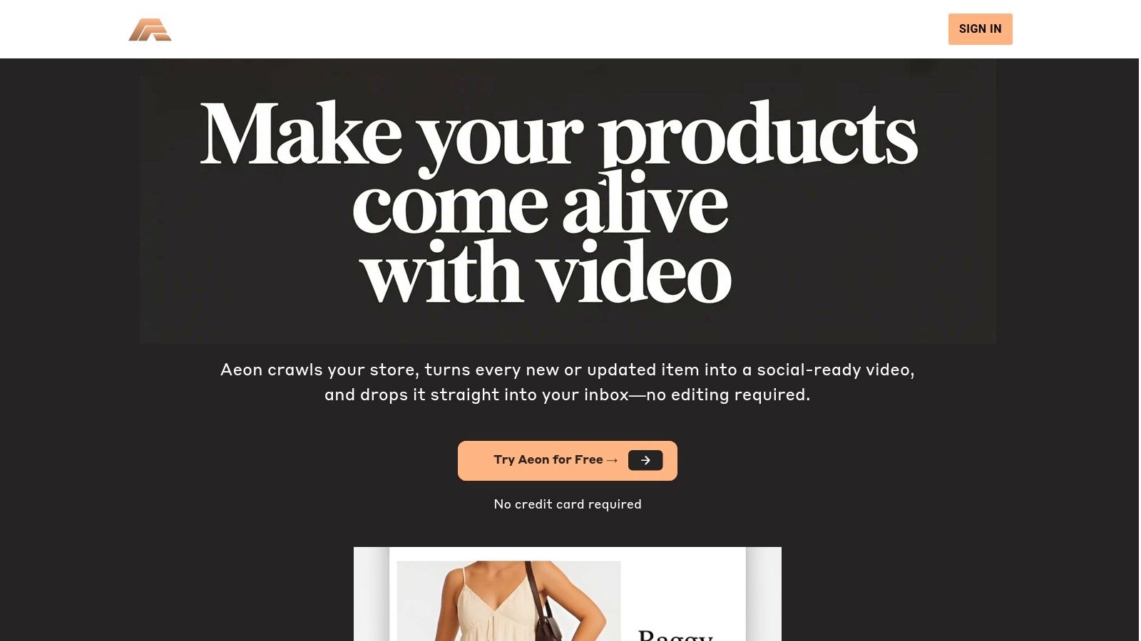 Aeon interface showing video creation options