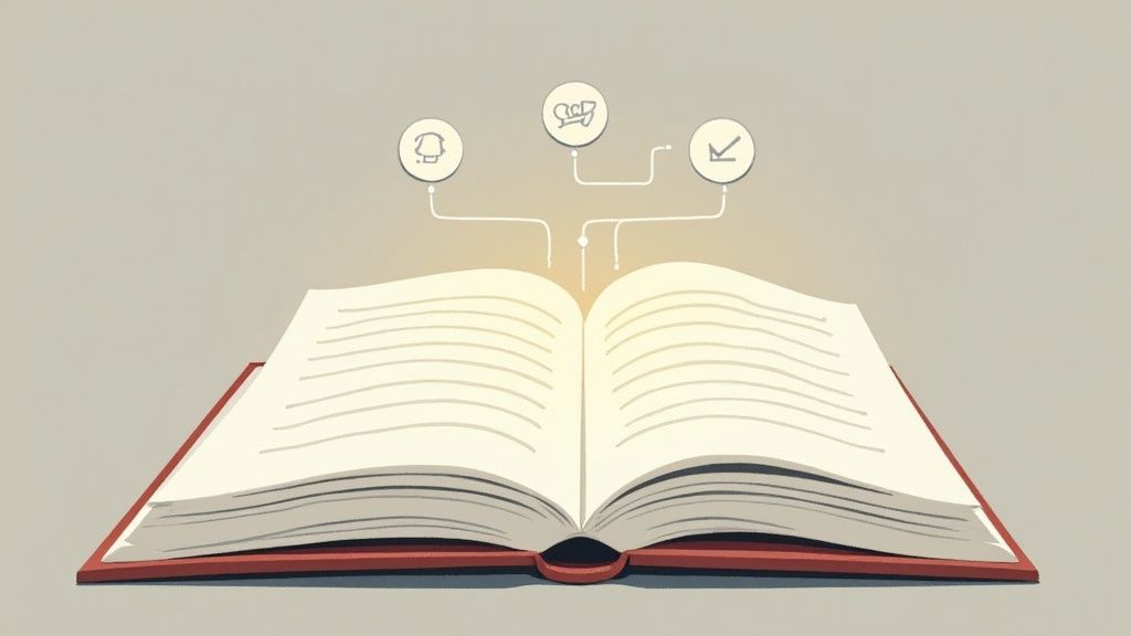 A person writing an essay introduction at a wooden desk with a laptop and notebook.