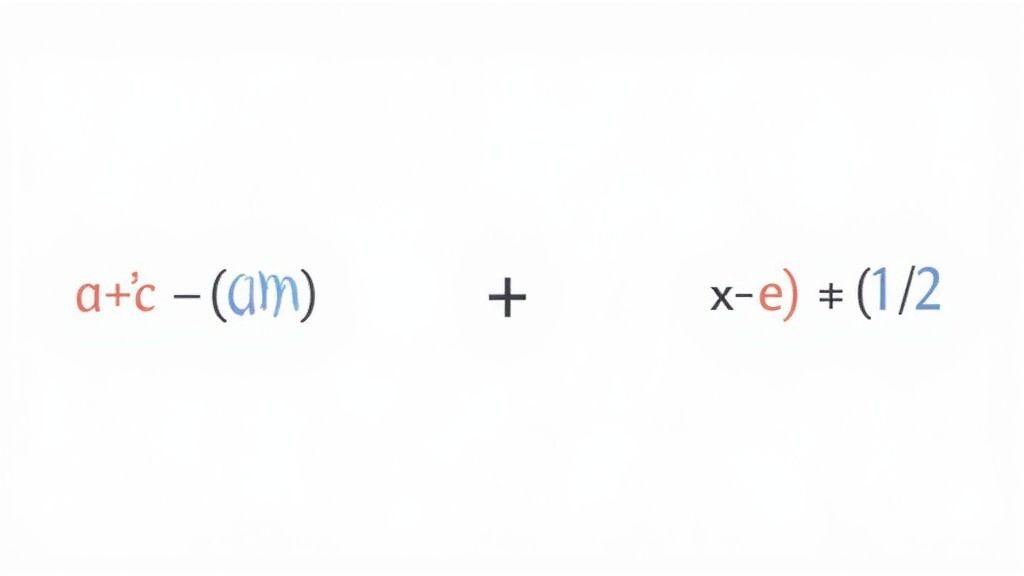 A complex mathematical expression featuring variables, arithmetic operations, and an inequality sign.