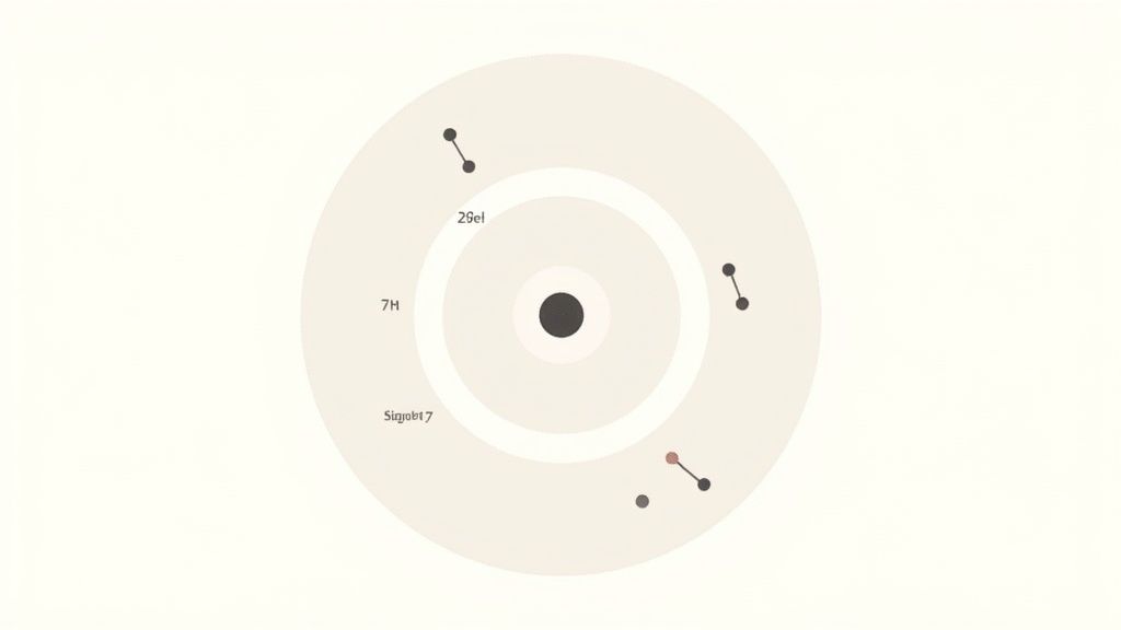 An illustration showing the Bohr model diagram for Nitrogen, with a nucleus and electron shells.