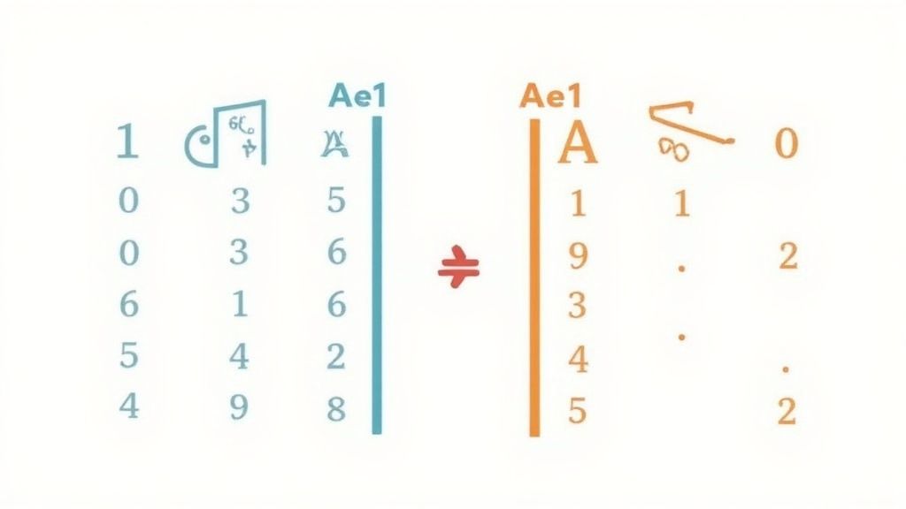 Mathematical expressions displaying two matrices with numbers, symbols, and an inequality sign.